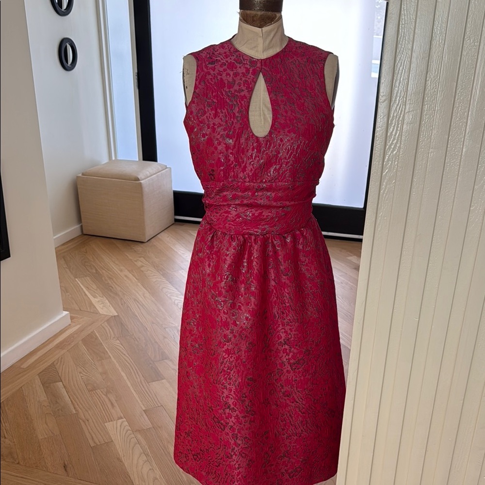 Melissa Masse one of a kind Elegant pink silk brocade Sleeveless Dress size 4